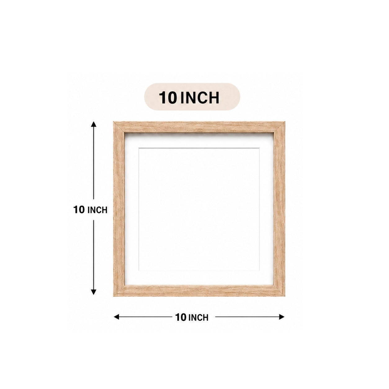 10-inch square natural wooden frame for custom embroidered pet portrait – size reference 25.4 × 25.4 cm – Dogwhoo