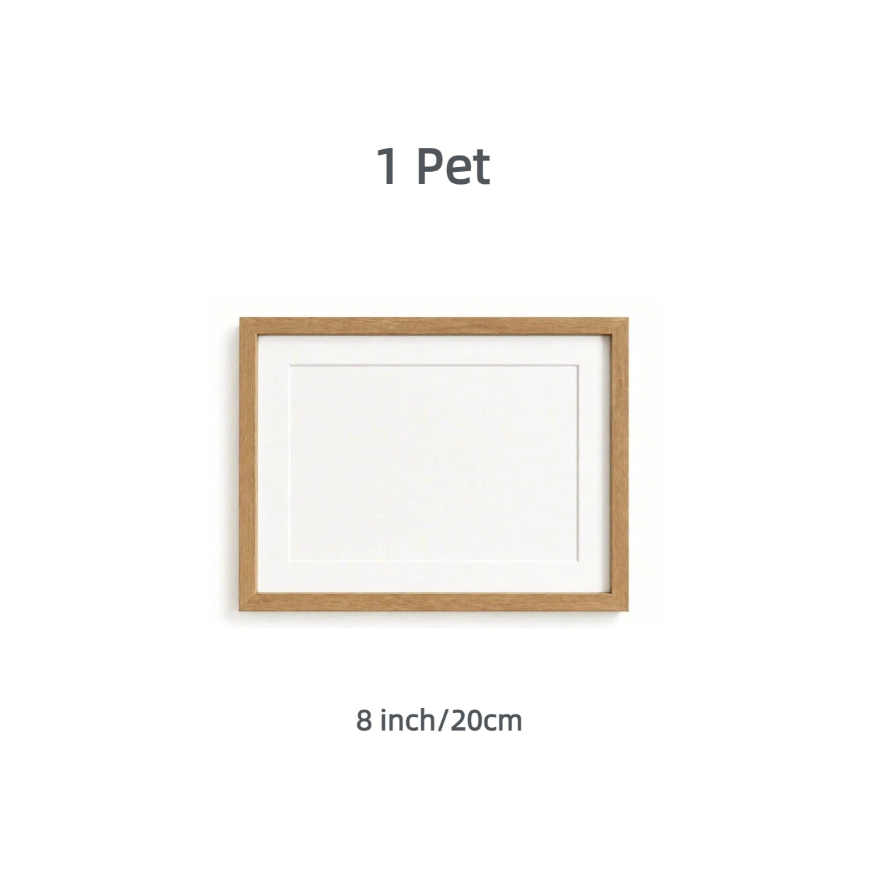 Custom wool felt pet portrait in rectangular wooden frame, 1 pet, 8 inch / 20 cm – size reference – Dogwhoo