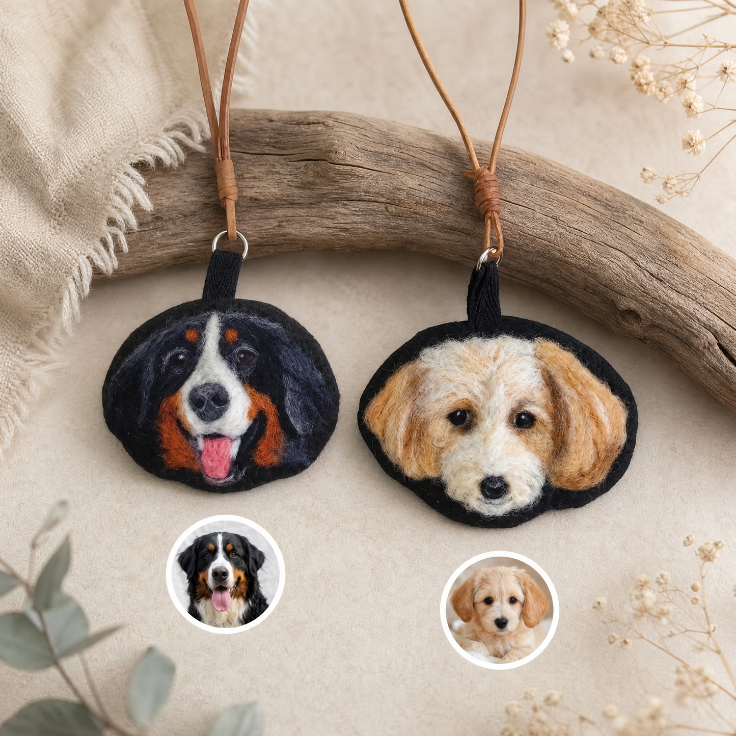 Custom Needle Felted Pet Portrait Keychain