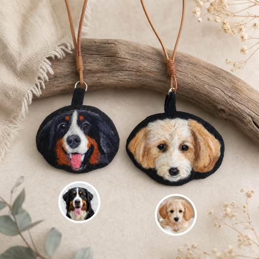 Custom Needle Felted Pet Portrait Keychain