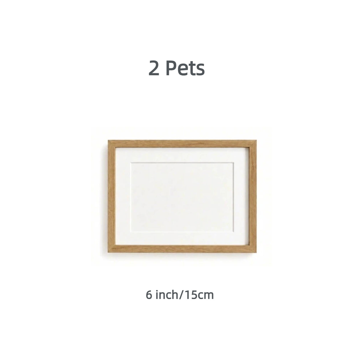Custom wool felt pet portrait in rectangular wooden frame, 2 pets, 6 inch / 15 cm – size reference – Dogwhoo