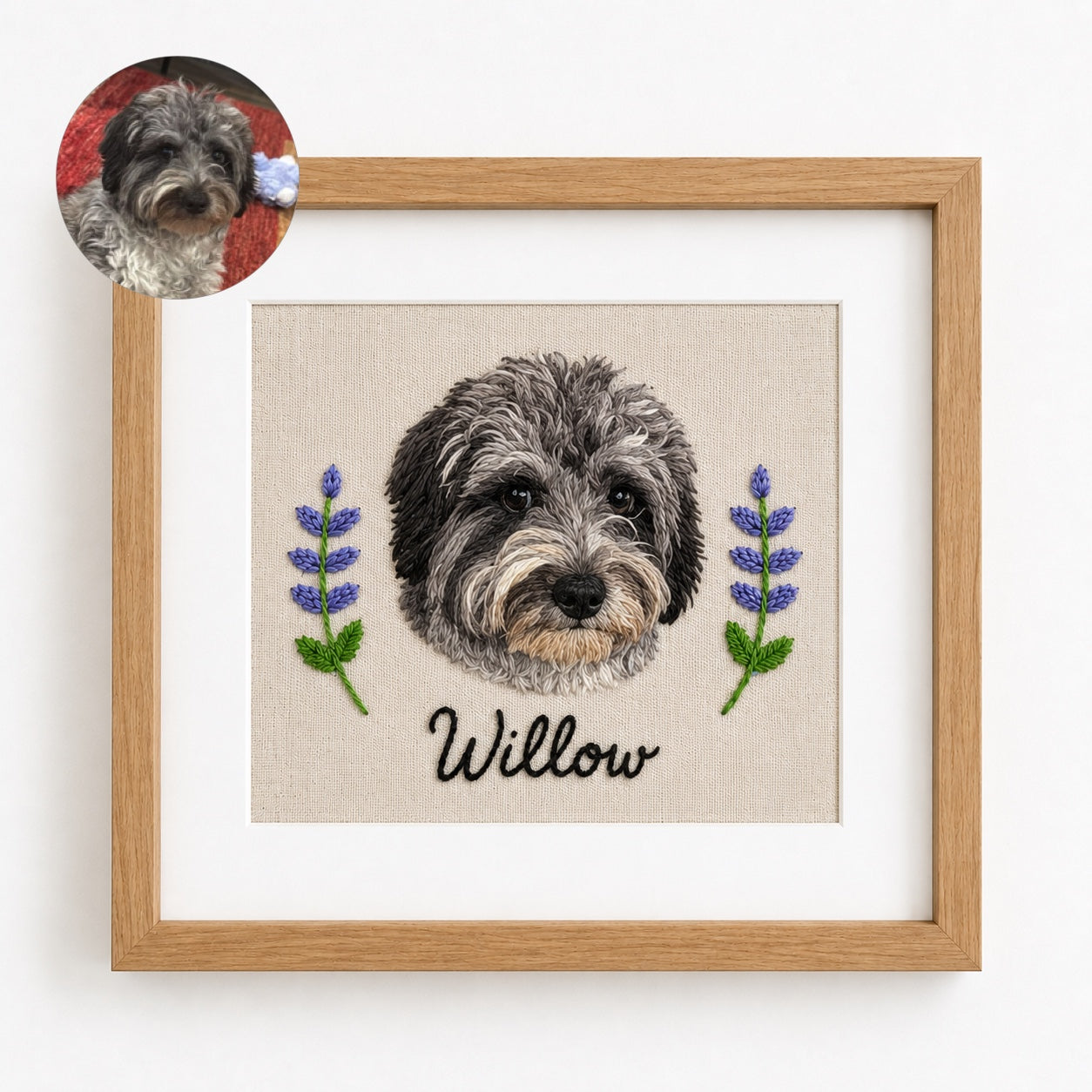 Custom Embroidered Pet Portrait Frame