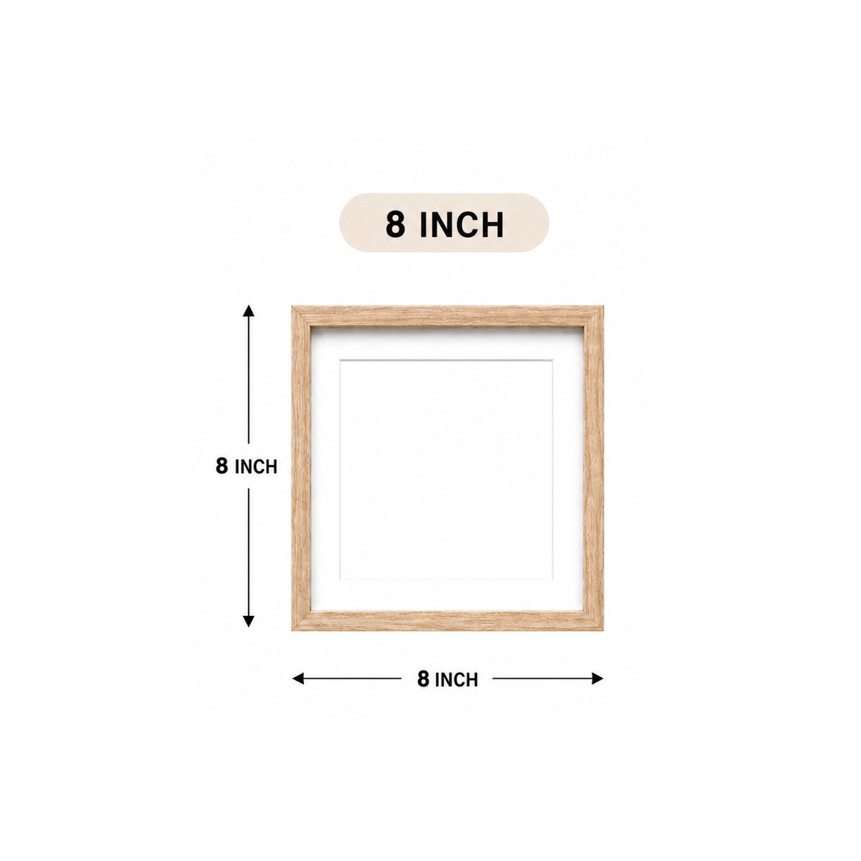 8-inch square natural wooden frame for custom embroidered pet portrait – size reference 20.3 × 20.3 cm – Dogwhoo