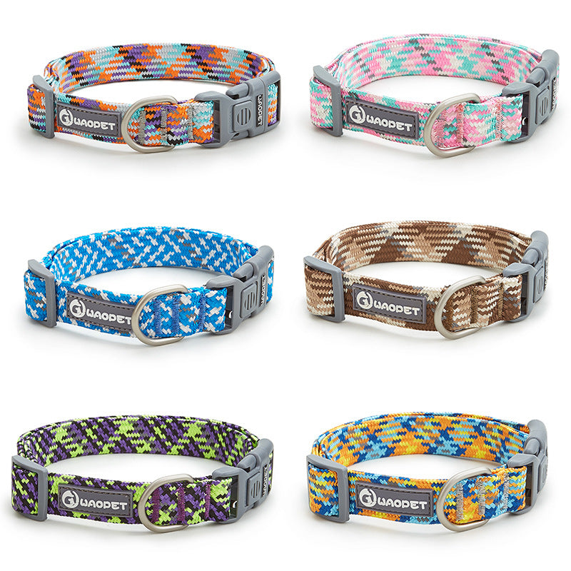 dog-collar-luminous flat-rope weaving