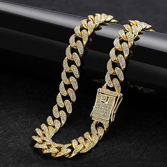 cuban-link-dog-chain-lab-grade crystals with mirror-polish metal