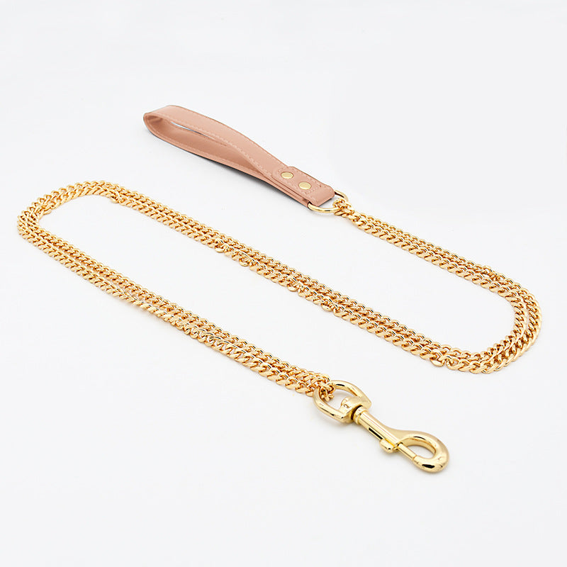 Explosive-Resistant_Dog_Leash-Soft-leather-handle-non-slip handle control.