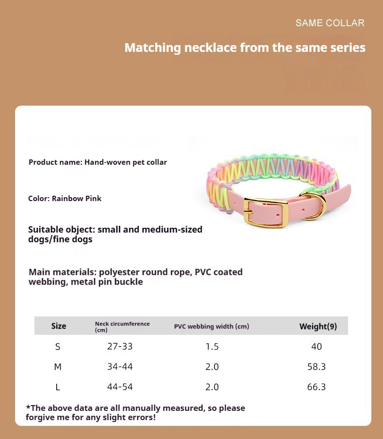 handwoven PVC-coated collar prevents choking