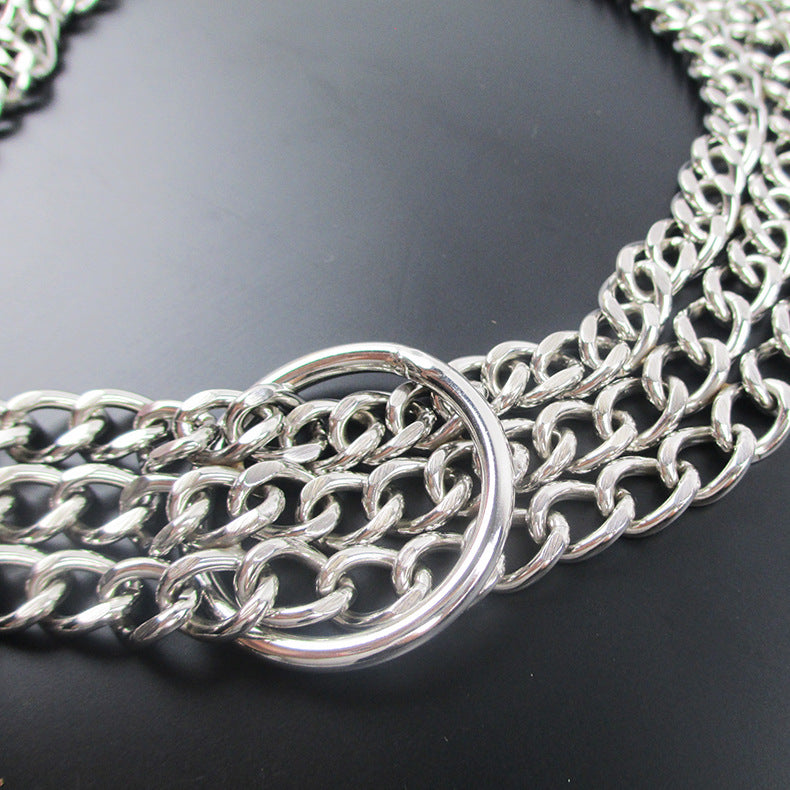 wide minimalist dog collar-durable multi-row P chain neck strap