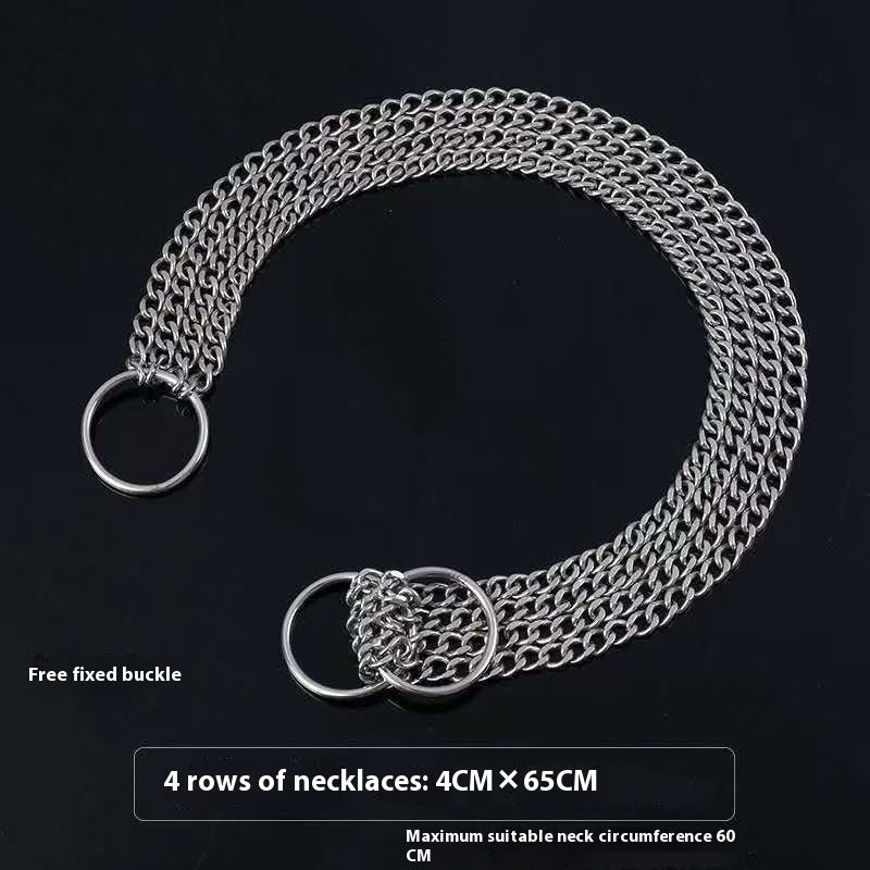 durable multi-row P chain neck strap for medium-large-dogs