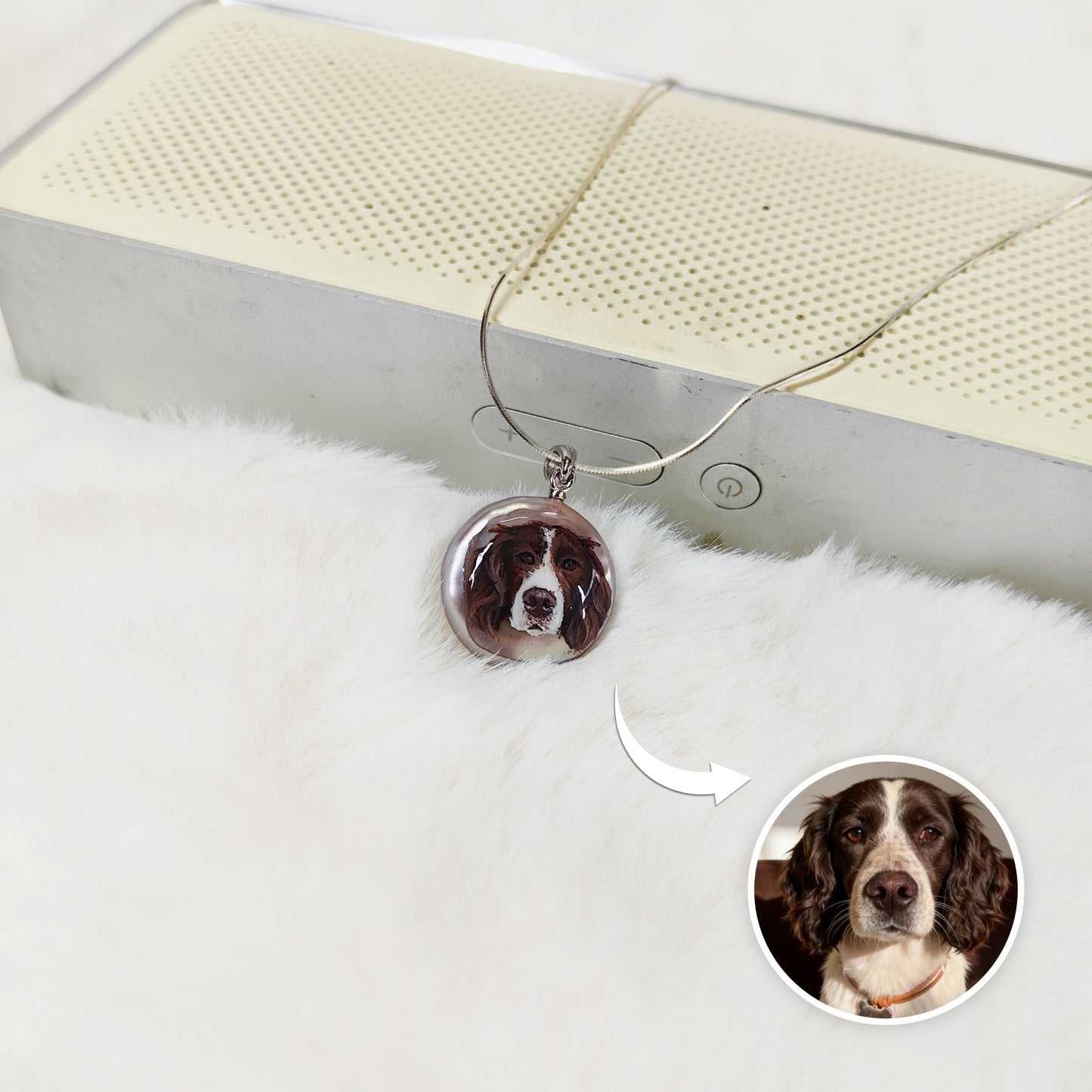 Custom Pet Portrait Pearl Pendant | Personalized Hand Painted Memorial Jewelry – Dogwhoo