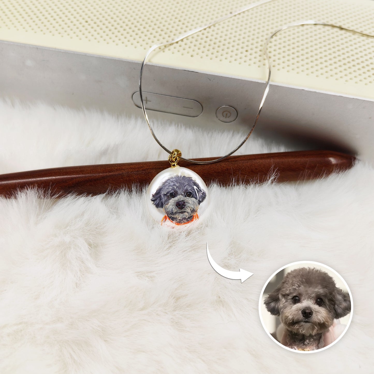 Custom Pet Portrait Pearl Pendant | Personalized Hand Painted Memorial Jewelry – Dogwhoo