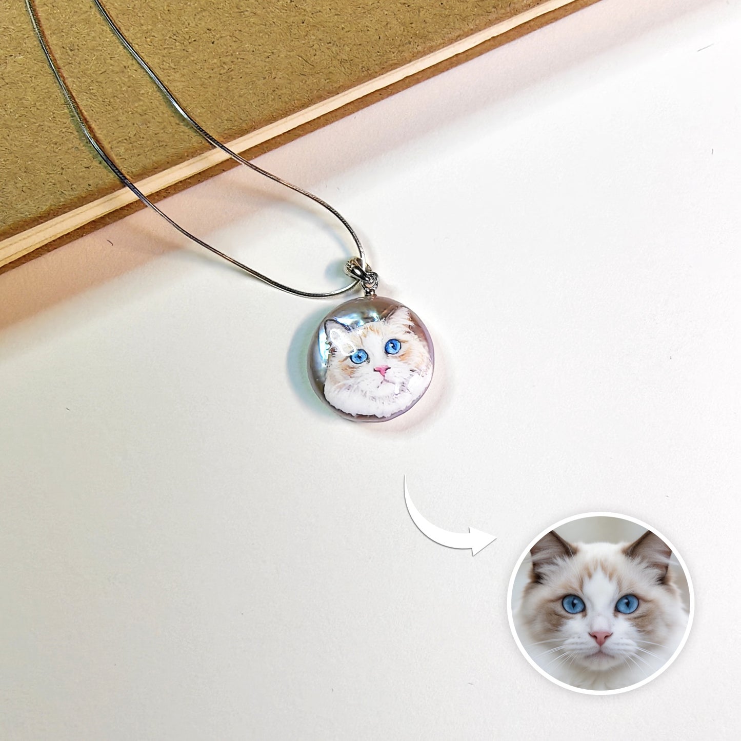 Custom Pet Portrait Pearl Pendant | Personalized Hand Painted Memorial Jewelry – Dogwhoo