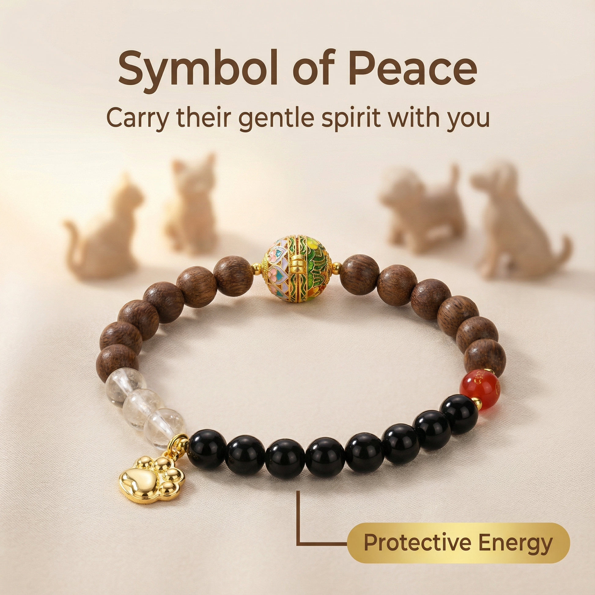 rainbow bridge-dog-pet-memorial-bracelet-protective-energy-peace